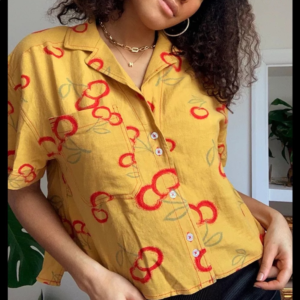 BDG Urban Outfitters Aiden Cherry Button Down Shirt